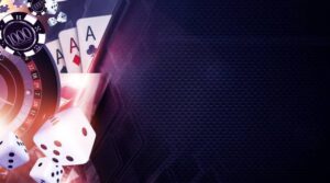 Vegas Games Background. Casino Gambling Banner Backdrop Concept.